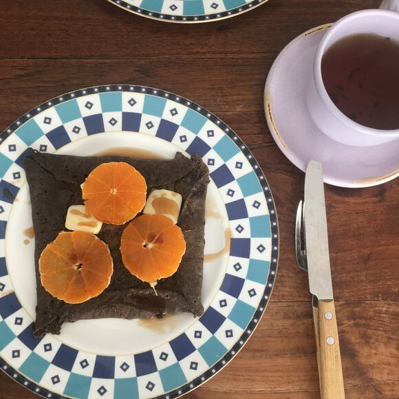 オレンジをのせたシンプルなデザートバージョン
