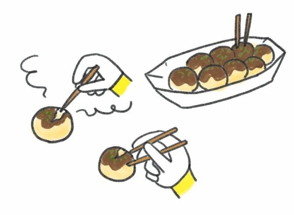 丸ごとは熱いけれど、割るとぐちゃぐちゃに…【タコ焼き】