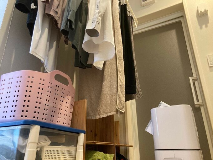 物干しスペースは、脱衣所の天井