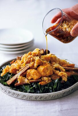 鶏胸肉とゴボウの香味揚げ。タンパク質と食物繊維で免疫力アップ！