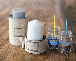 あき缶やあきビンがキャンドルホルダーに