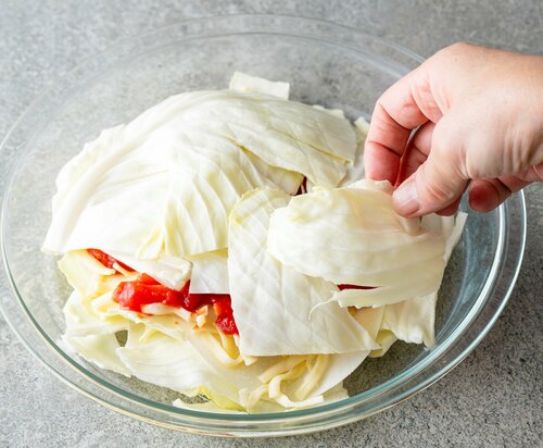 キャベツでおおう