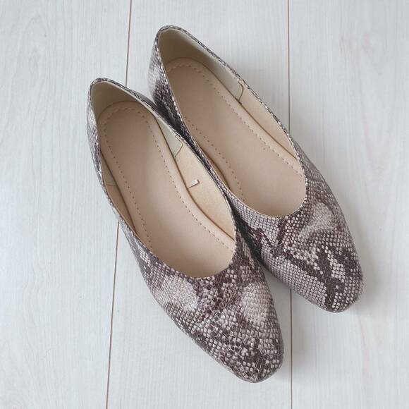 セミスクエアシフォンフラットシューズ