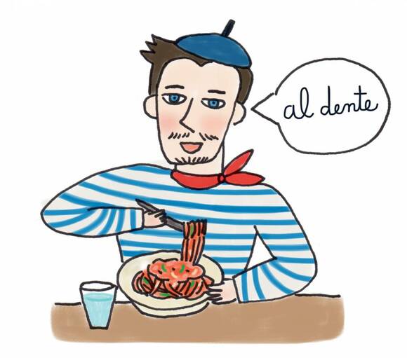 パスタを食べる男性のイラスト
