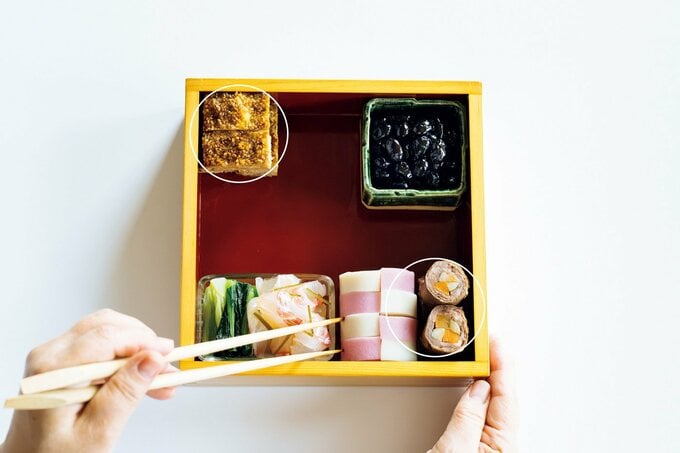 重箱におかずをつめる