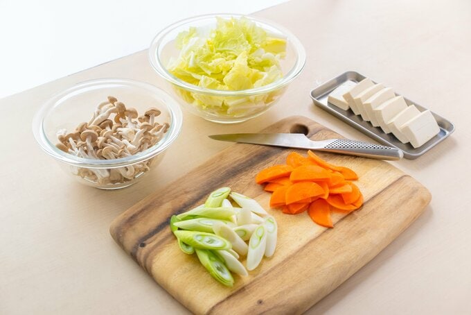 白菜やニンジンを切ったあと