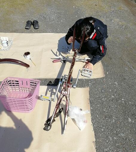 長女の自転車はかご、サドル、グリップを交換