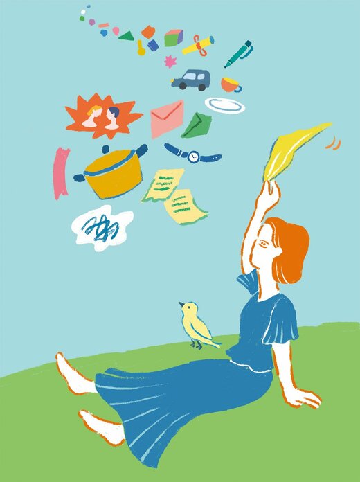 悩みとおさらばする女性イラスト