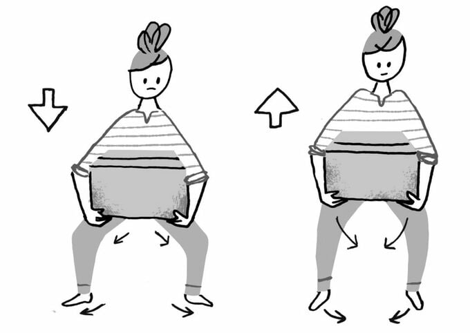 荷物を上げ下げするイラスト