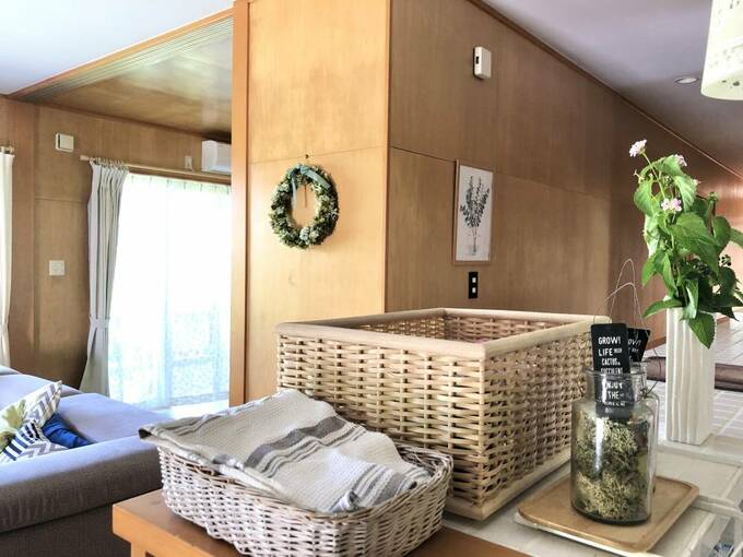 キッチンカウンターの上にバスケット