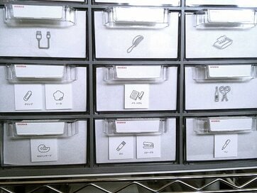 キャンドゥとセリアのシールで家族が使いやすい収納に