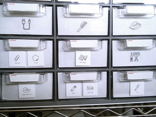 小さな小物もすべてラベリング