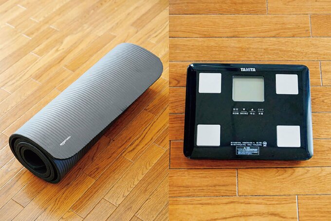 ヨガマットと体重計