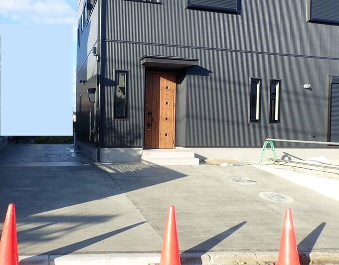 駐車場コンクリート工事をした直後