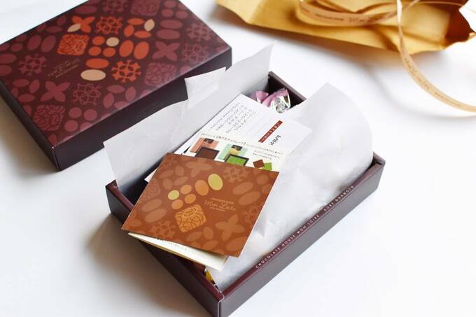 茶色の箱を開けた様子