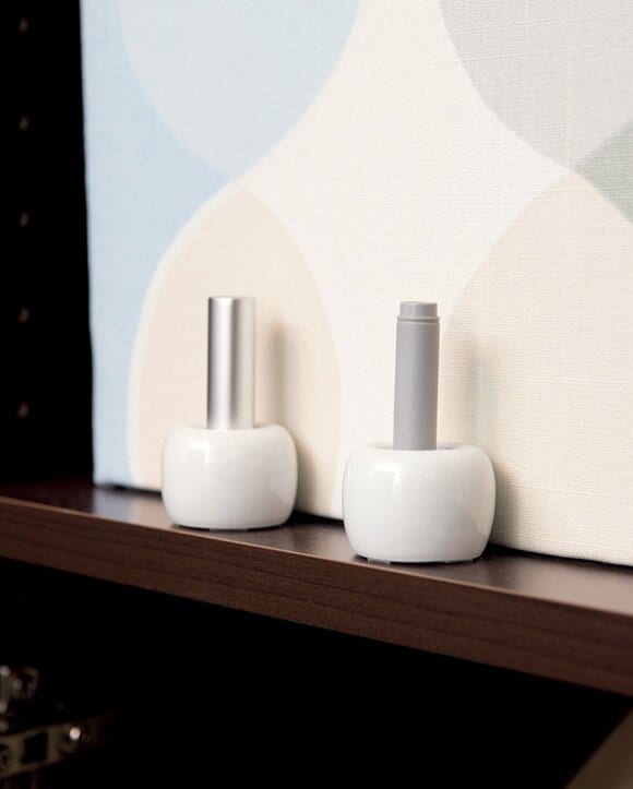 印鑑を歯ブラシスタンドに立てている様子