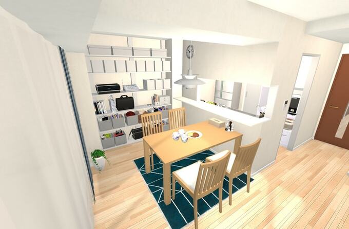 DIYアイテムのラブリコやディアウォールを使って棚を設置した例