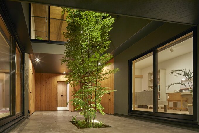 防犯にも有効で安心感がある中庭