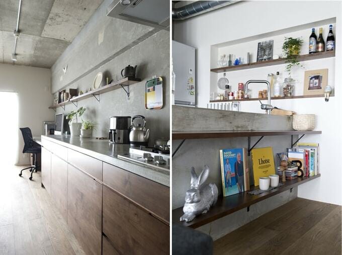 インテリアになじむモルタルキッチン