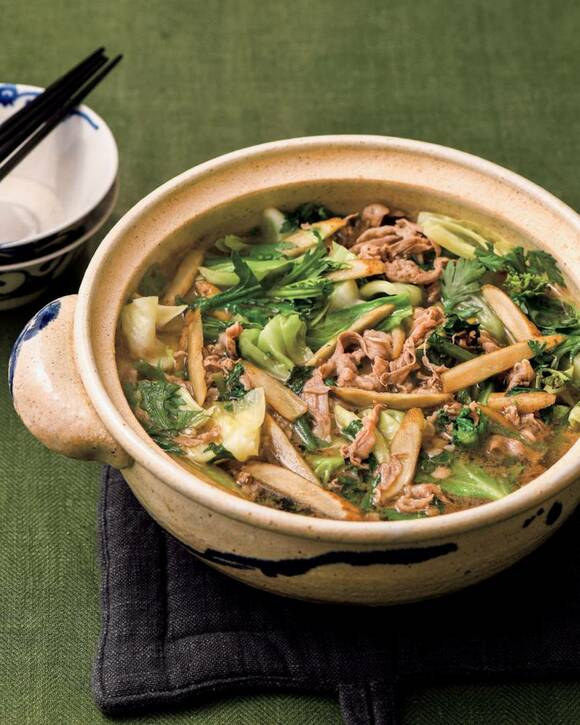 牛肉とゴボウのしぐれ煮鍋