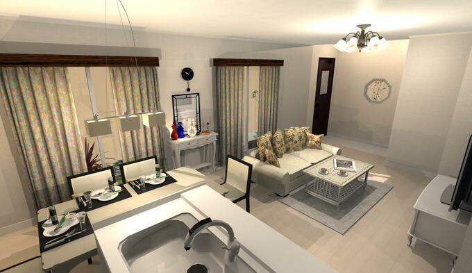 玄関土間とリビングがつながっている