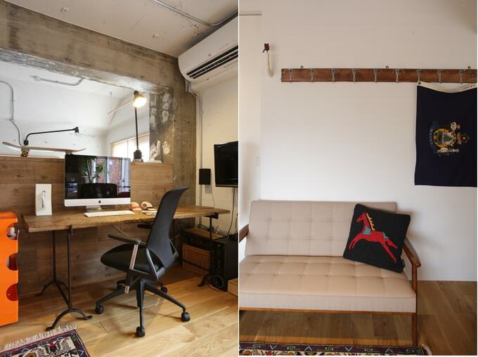 LDKのワークスペースとソファ