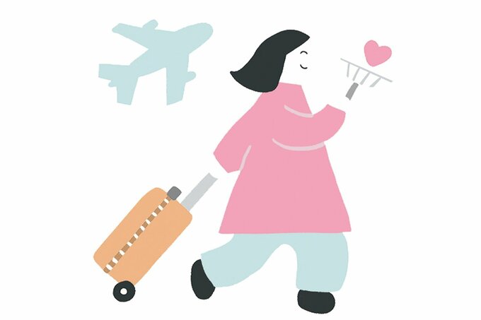 旅行にでかける女性のイラスト