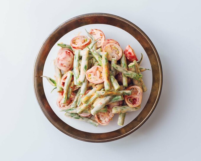 インゲンとミニトマトのピリ辛マヨあえ