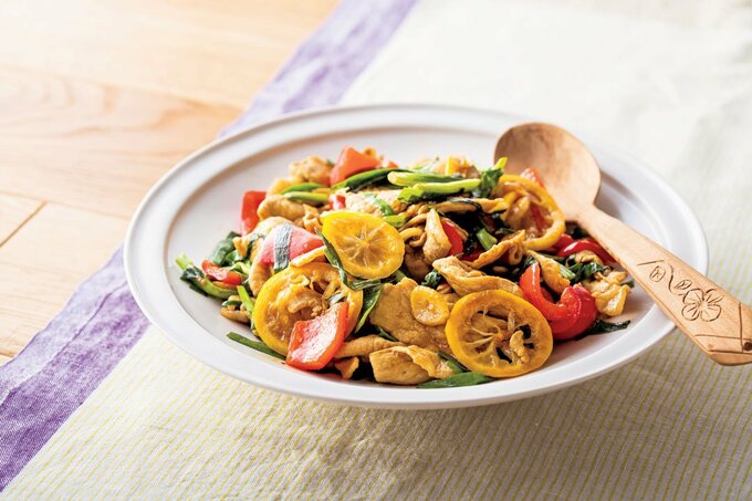 豚肉とレモンのオイスターソース炒め