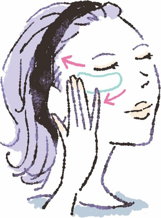 乳液を指の腹で伸ばす女性イラスト