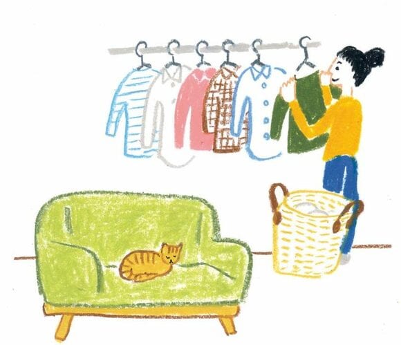 衣類はすべてハンガーに。屋内でかければ干すのは一瞬