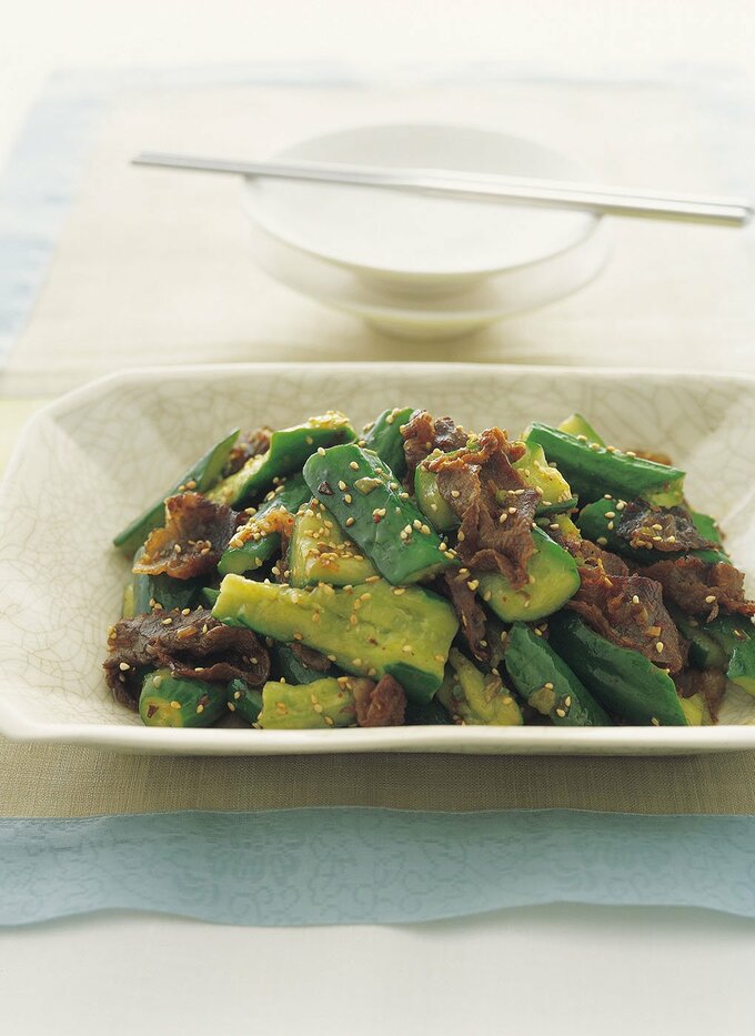 きゅうりと牛肉の韓国風炒め