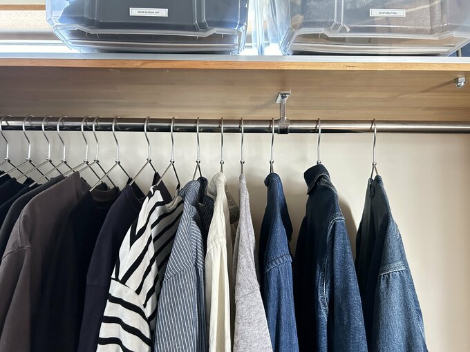 かけている服の向きをそろう