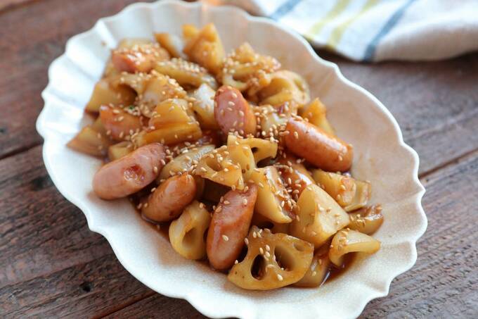 レンコンとウインナーのキンピラ