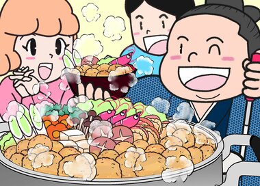 お相撲さんとあったかちゃんこ鍋…何かが違う？5つ見つけたらエラい間違い探し