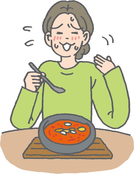 辛い食べ物を食べる女性