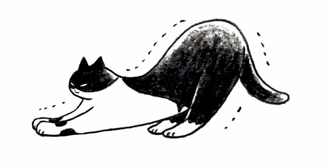 伸びする猫のイラスト