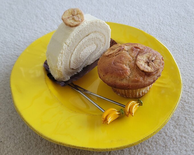 バナナの米粉ロールケーキ、バナナ米粉マフィン
