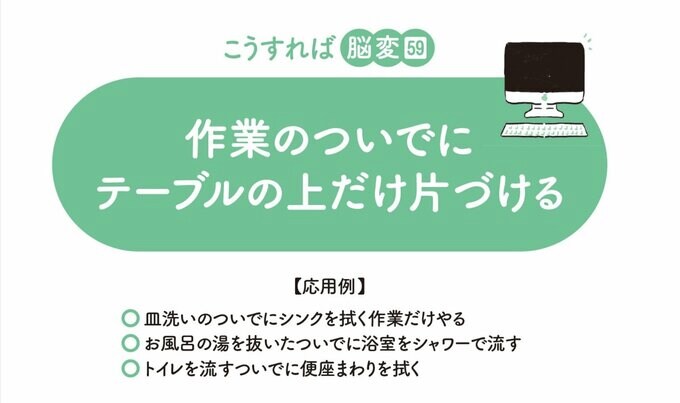 作業のついでにテーブルの上だけ片づける