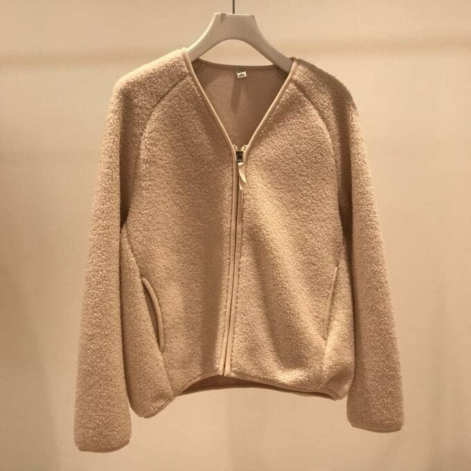 ボアフリースVネックフルジップカーディガン