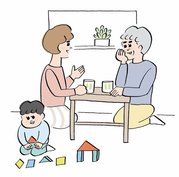 イラスト家族3人