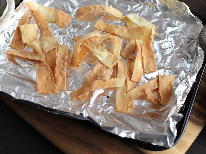 トースターで焼いたワンタン