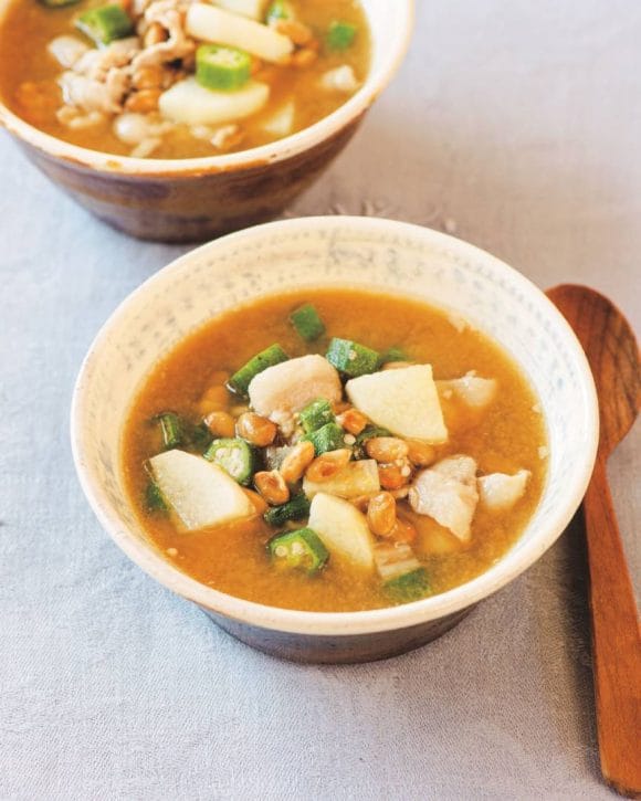 オクラ、納豆、長芋のスープ