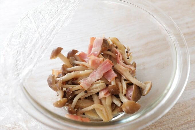 ラップをしてレンジで加熱