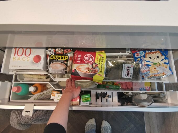 引き出し収納スライド部分