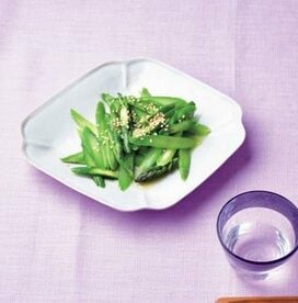 電子レンジで2分。アスパラガスやこんにゃくがおいしい1品に