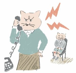 イラスト電話でがみがみ