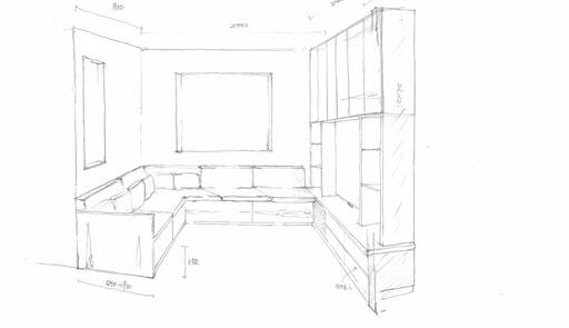 増速家具のラフスケッチ
