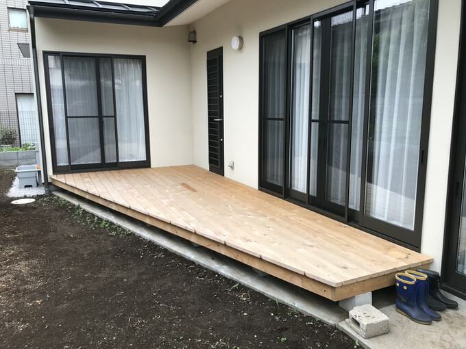 ヒバ材のウッドデッキの見え方