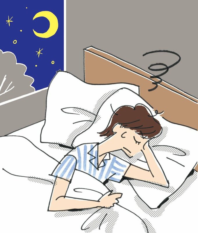 イラストベッドに女性